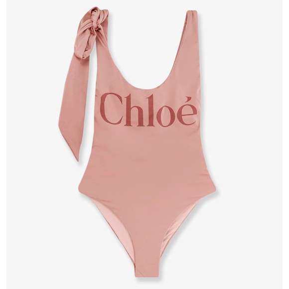 CHLOE logo printed knotted strap swimsuit - Picture 1 of 5